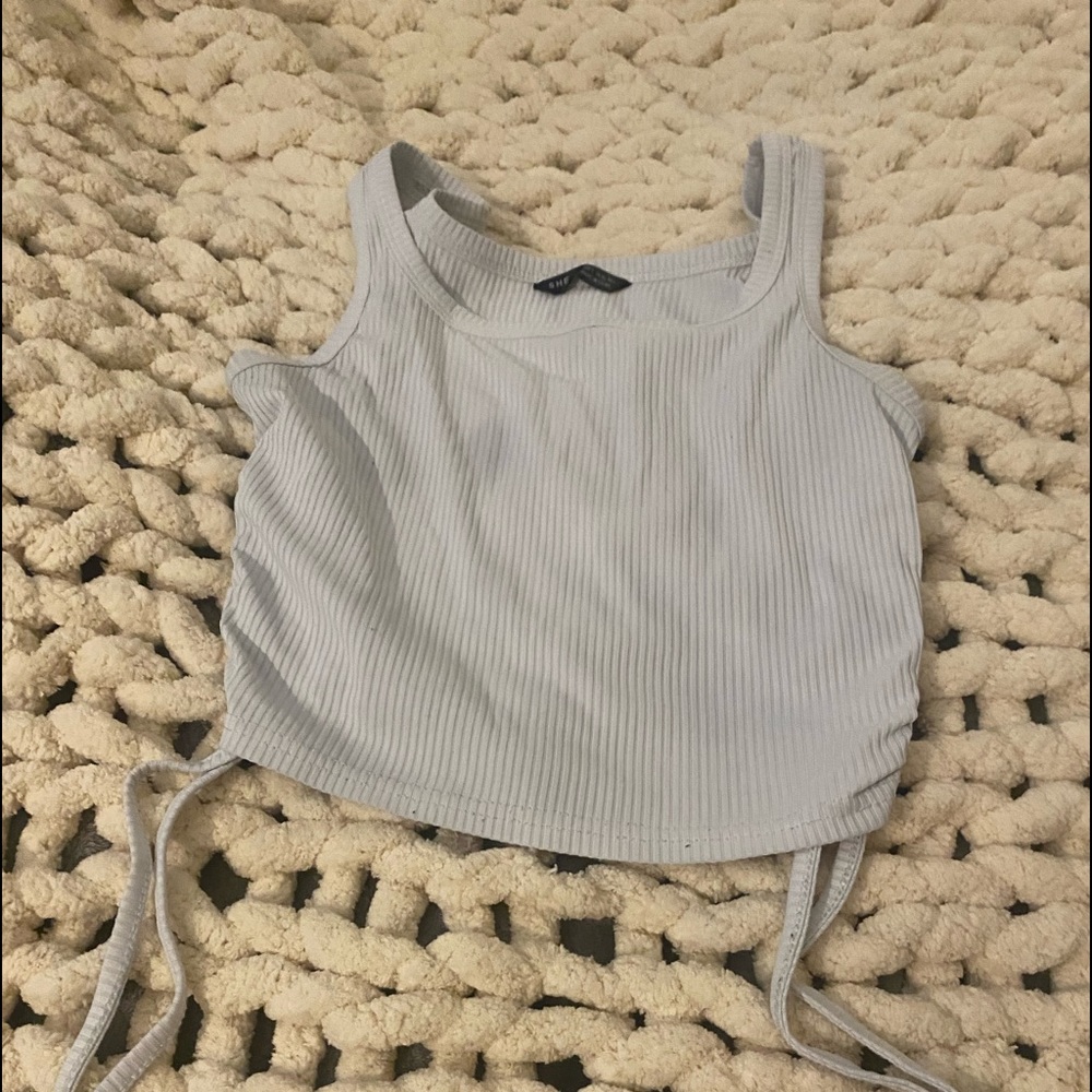 womens white tie on the sides crop top